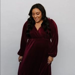 Venus Mulberry Pleated Maxi Dress from Baltic Barn